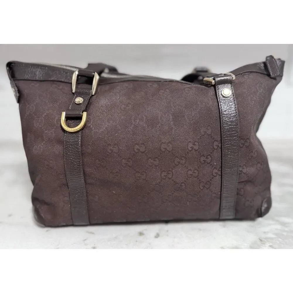 Auth Gucci GG Canvas Brown Abbey Tote Handbag - Picture 2 of 16